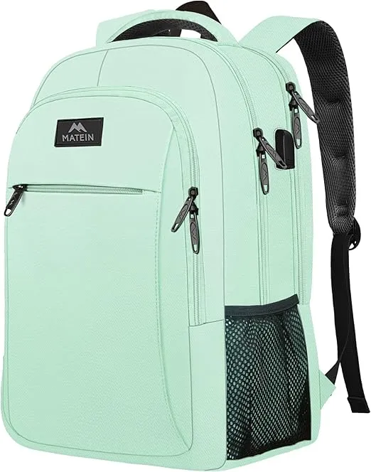 MATEIN 15.6-Inch Laptop Backpack with USB Charging Port, Slim Lightweight Water Resistant Travel Backpack for Women