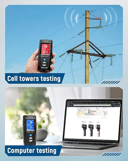 ERICKHILL EMF Meter, Rechargeable Digital Electromagnetic Field Radiation Detector Hand-held Digital LCD EMF Detector, Great Tester for Home EMF Inspections, Office, Outdoor and Ghost Hunting(Blue)