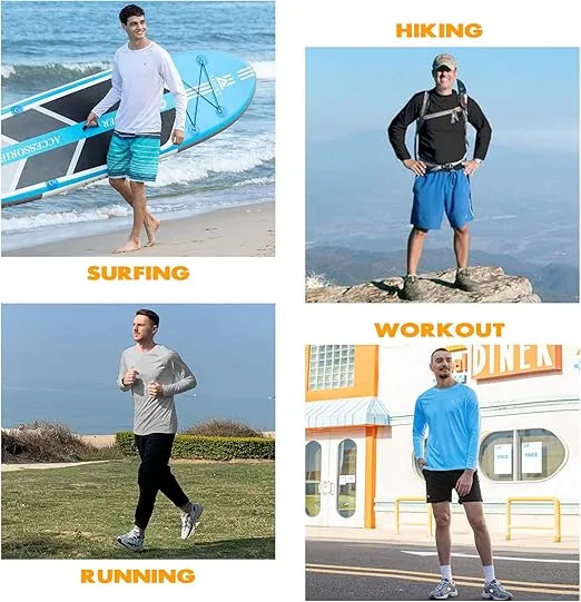 NAVISKIN Men's Rash Guard Shirts Swim Shirts UPF 50+ UV Sun Protection Long Sleeve Shirts Lightweight Quick Dry
