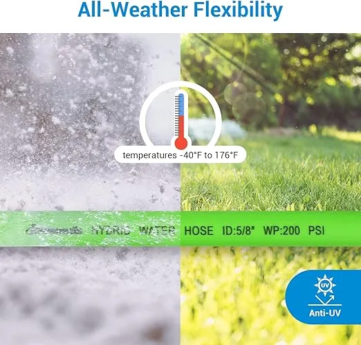 DEWENWILS Garden Hose 50 ft x 5/8", Water Hose with Swivel Handle, Heavy Duty, Lightweight, Flexible Hose for Plants, Car, Yard, 3/4 Inch Solid Fittings, Drinking Water Safe