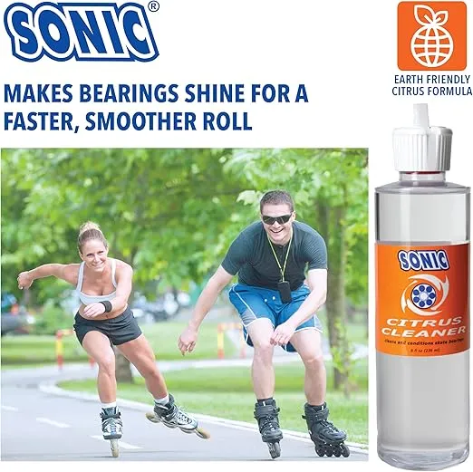 SONIC Citrus Skate Bearing Cleaner, Cleans Inline Skate, Roller Skate and Skateboard Bearings, Earth friendly, 8 oz, Made in USA