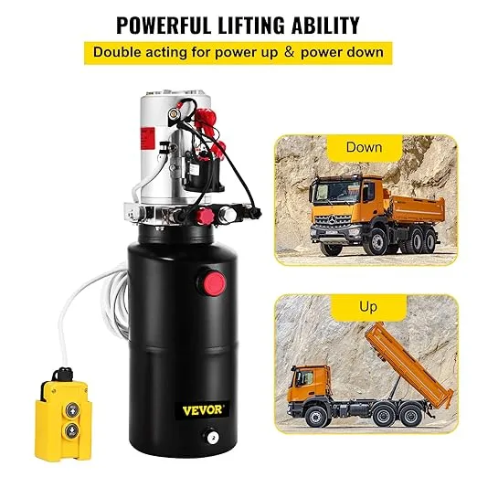 Vevor 8 Quart Double Acting Power Unit Hydraulic Pump, Black