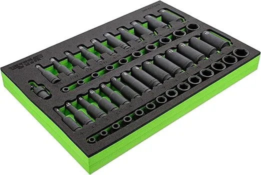 VIM Tools SAE and Metric Impact Socket Set - 49pc 1/4in Shallow and Deep Car Impact Wrench Sockets for Home and Auto