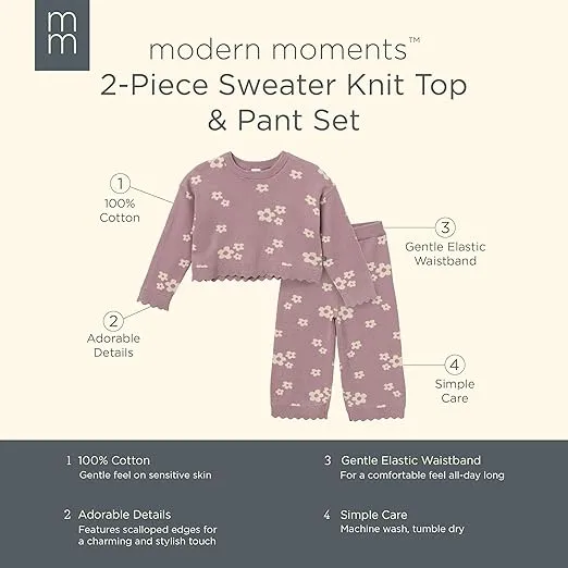 Modern Moments by Gerber Girls' Baby and Toddler Jacquard 2-piece Sweater Set
