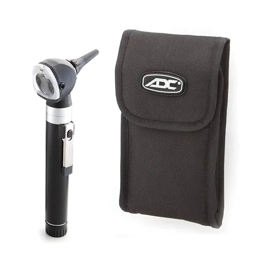 ADC Otoscope, Pocket Size, LED Lamp, 2.5V, Soft Case, Diagnostix 5111NLS, Black