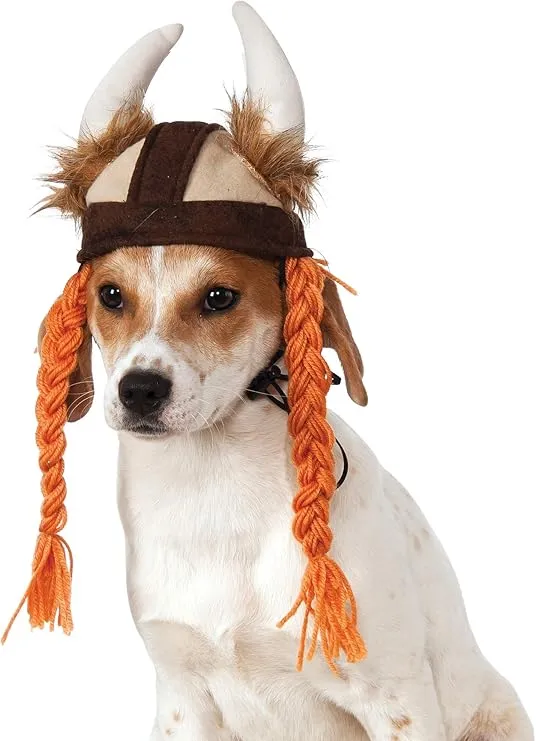Rubies Pet Costume Viking Hat with Braids for Themed Parties and Halloween, Medium/Large