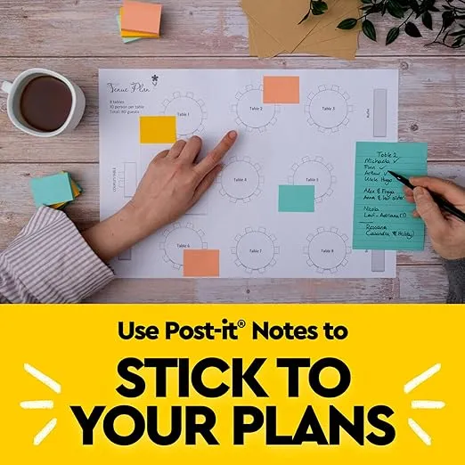 Post-it Notes, 1 3/8 in x 1 7/8 in, 24 Pads, America's #1 Favorite Sticky Notes, Beachside Café Collection, Pastel Colors, Clean Removal, Recyclable (654-14AU)