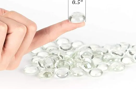 WGV Flat Marbles, Pebbles, Glass Gems, Wedding, Aquarium Decor, Crystal Rocks, Clear (5 Pounds, Approx 500 pcs)