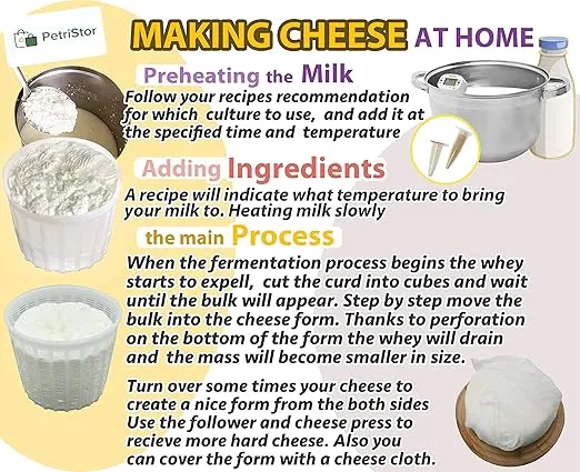 5 Pcs Soft Cheese Mold for Cheese Making 3 QT - Cheese Making Mold - Cream Cheese Form Mold - Homemade Cheese Making Supplies - Molde Para Queso Fresco Casero - Feta Ricotta Cheese Making Basket