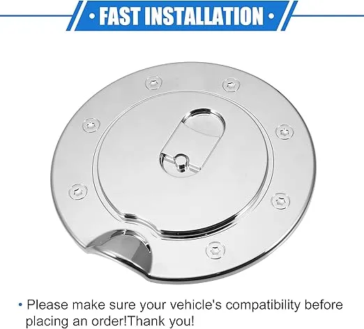 Chrome Plated Fuel Tank Filler Cap Cover Decoration Compatible for Dodge for Ram 1500 2002-2008, Durable Plastic Silver Tone