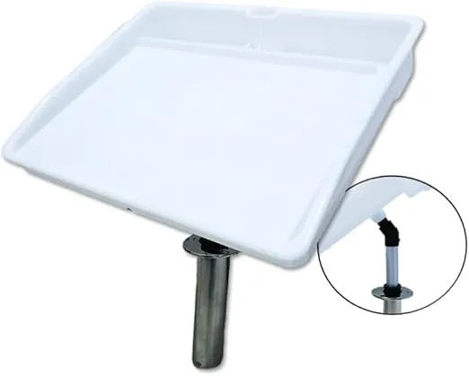 Pactrade Marine Bait Cutting Board for Boat - Adjustable Fish Cleaning Filet Table with Compartments, Knife Slots, and Engraved Fish Scale | Easy to Transport & Store (Rod Holder Mount)
