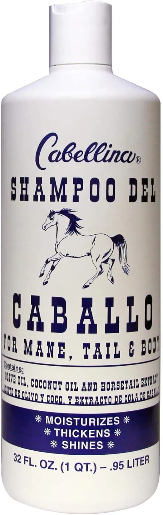Cabellina Shampoo Del Caballo, with Horsetail Plant Extract, Provides Volume and Shine to your hair, 32 FL Oz, Bottle