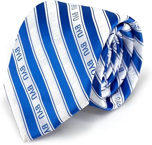 BYU Microfiber Necktie (Men's), Blue and White