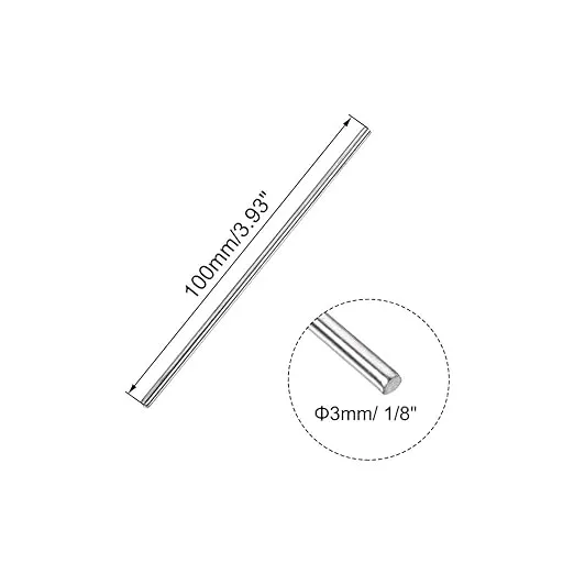 uxcell 3mm x 100mm 304 Stainless Steel Solid Round Rod for DIY Craft - 10pcs