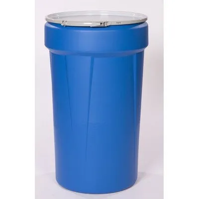 Eagle 55 Gallon Plastic Drum with Lid, Metal Lever-Lock, 39.1"x23.8", Open Head Lab Pack Drum Made of Durable, Lightweight HDPE, Withstands Weather and Chemicals, Made in USA, Blue, 1655MB