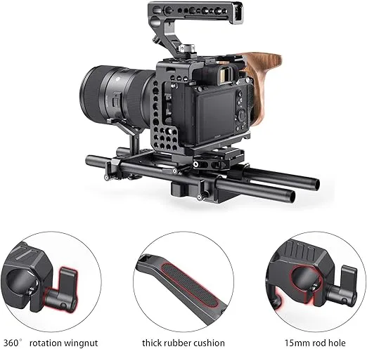 SMALLRIG 15mm Long Lens Support Bracket Height Adjustable for DSLR Camera Shoulder Rig (New) - 1087