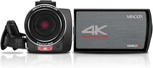 Minolta 4K Ultra HD 30 Mega Pixels Night Vision Digital Camcorder, MN4K20NV