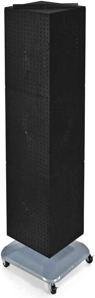 Azar Displays 701465-BLK Standard Four-Sided Interlocking Pegboard Floor Display, Black