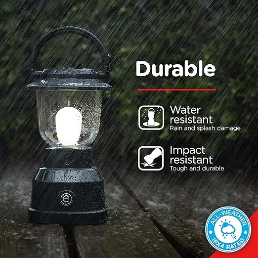 Enbrighten LED Lantern, Green, Battery Operated, 500 Lumens, 180 Hour Runtime, 4D, Bright White Finish, 3 Light Levels, Ideal for Outdoors, Camping, Hurricane, Storm, Tornado & Emergency, 11016