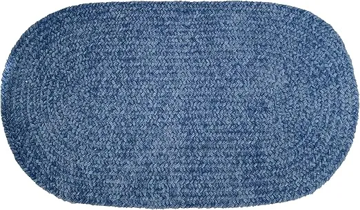 Better Trends Chenille Solid Braid Collection is Durable and Stain Resistant Reversible Indoor Area Utility Rug 100% Polyester in Vibrant Colors, 22" x 40" Oval, Smoke Blue