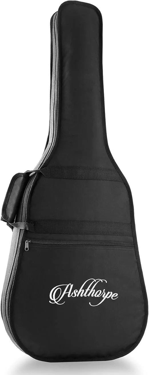 Ashthorpe Full-Size Dreadnought Cutaway Acoustic-Electric Guitar Bundle - Premium Tonewoods - Black