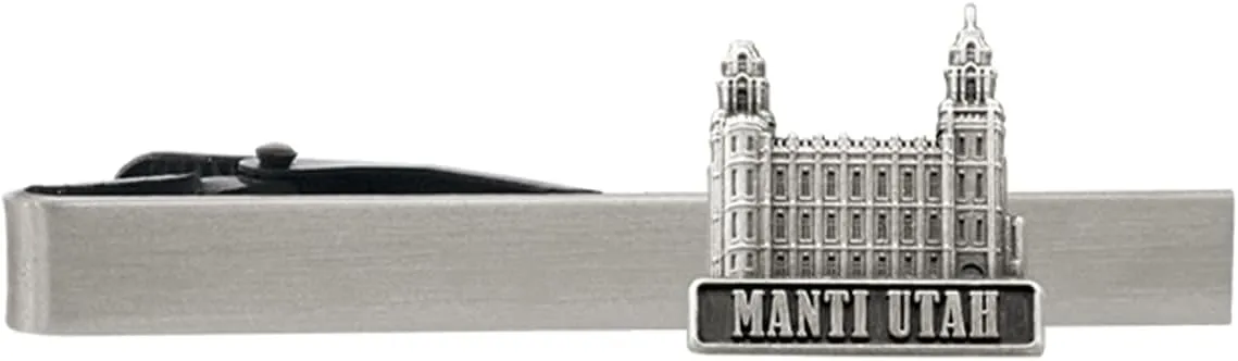 Silver Tie Clip by Ringmasters | LDS Temple Tie Clips for Men with Antique Silver Finish | Suit Accessories for Weddings, Church, & Formal Events | Versatile Tie Pin, (Manti Utah)