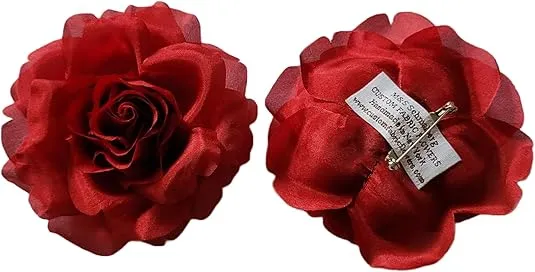 Silk Rose Fabric Flower Pin Brooch - Hand-made in New York's Garment Center (American Made)