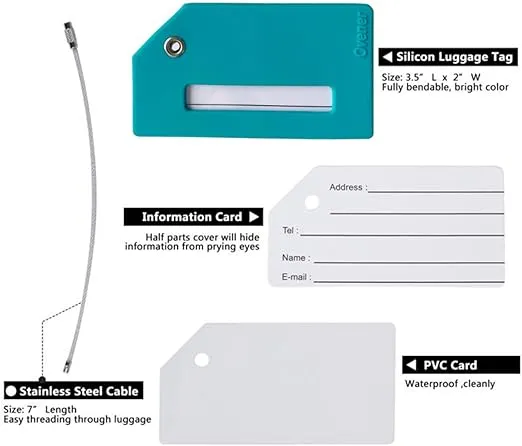 Silicone Luggage Tag with Name ID Card Perfect to Quickly Spot Luggage Suitcase