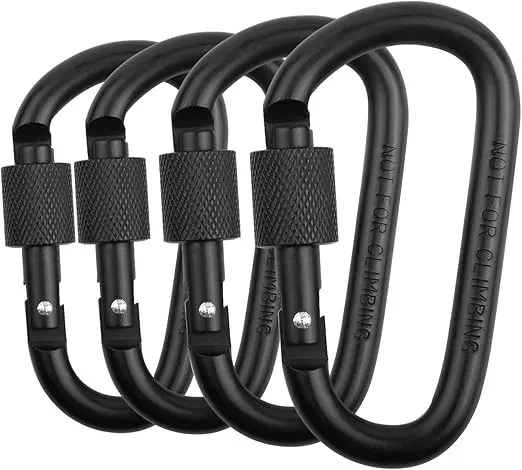 Locking Carabiner Clip, Vonpri Caribeaner Clips D Ring Spring Snap Key Chain Hook 3" Screw Gate Hook Travel Aluminum Carabiners