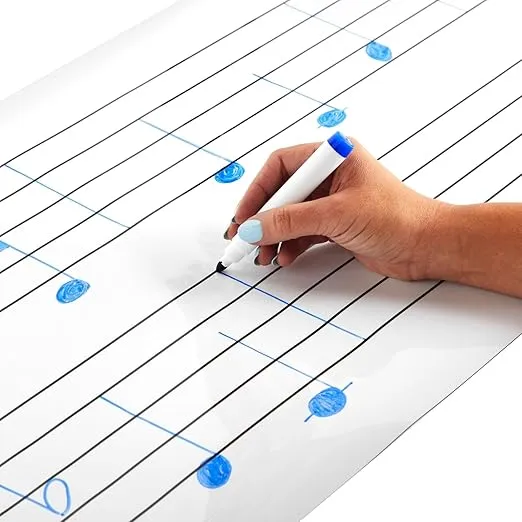 Large Dry Erase Music Staff Magnet Sheet 45.5 x 17" for Classroom Supplies, Teachers, Musicians, Students