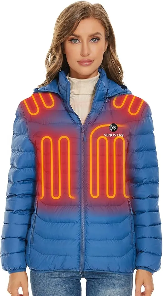 Venustas Unisex Heated Jacket with Battery, Heated Coat for Women and Men with Detachable Hood