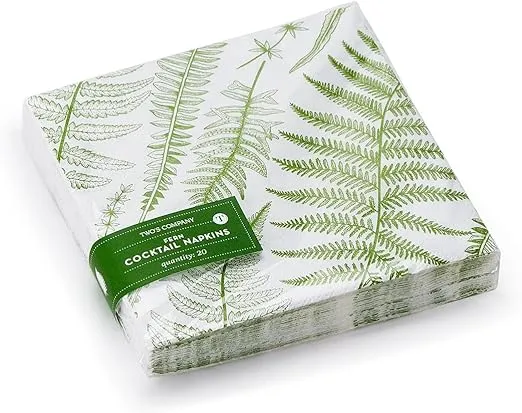 Two's Company Fern 3-Ply Paper Cocktail Napkin (includes 20 napkins) - Paper, 54664