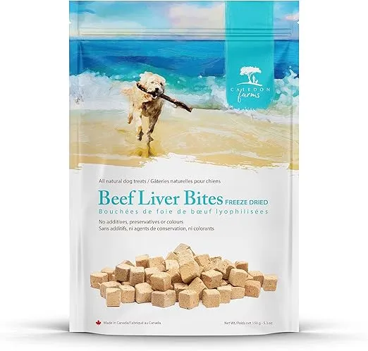 Caledon Farms Freeze Dried Beef Liver Bites Dog Treats, 150 Grams/5.3OZ