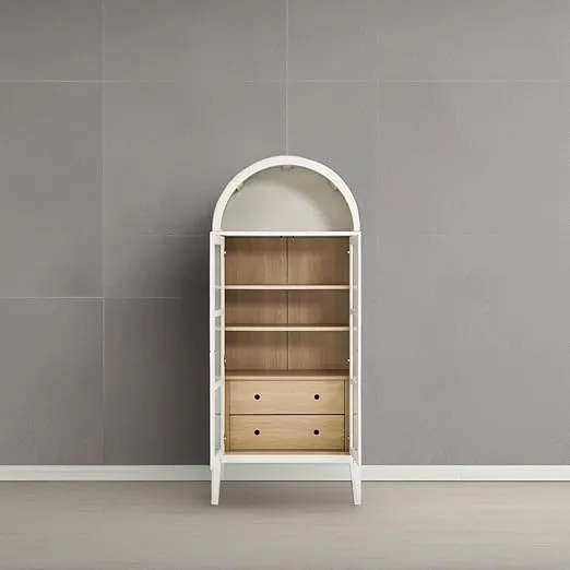 Modway EEI-6639-WHI-OAK Nolan Tall Arched Storage Display Cabinet, White Oak