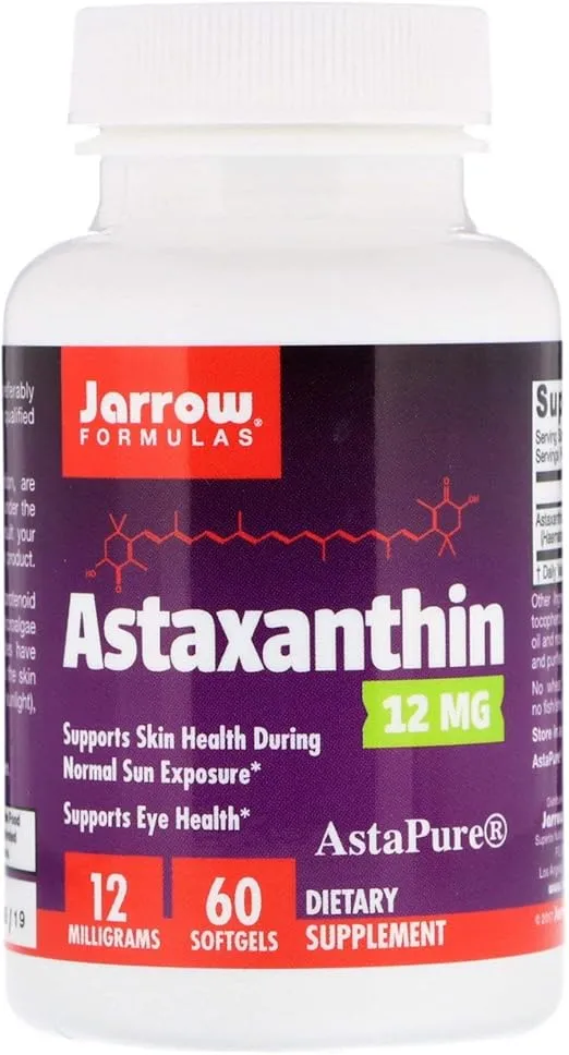 Jarrow Formulas Astaxanthin 12 mg, Dietary Supplement, Antioxidant Support for Immune and Eye Health, 60 Softgels, 60 Day Supply