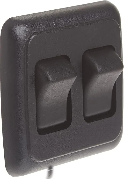 JR Products 12235 Black Double SPST On-Off Switch with Bezel