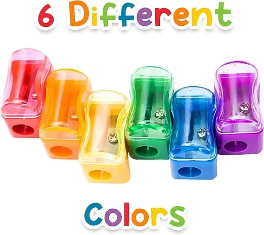 72 Bulk Pack Plastic Manual Pencil Sharpeners with Caps