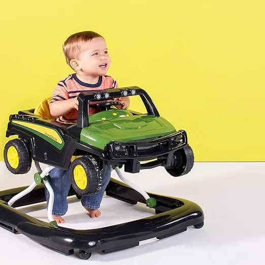 Bright Starts John Deere 4-in-1 Gator Green Baby Activity Center & Push Walker with Removable Interactive Steering Wheel Toy, 6 Months and up