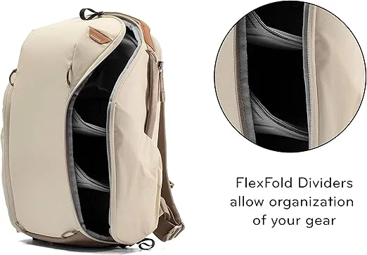 Peak Design Everyday Backpack Zip 15L Bone, Carry-on Backpack with Laptop Sleeve (BEDBZ-15-BO-2)