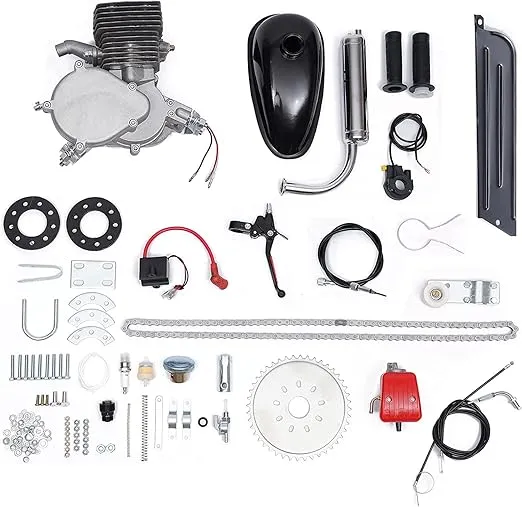 100cc Bicycle Motor Kit, 2-Stroke Gas Motor Bike Kit Conversion CDI Upgraded Motorized Bike Kit for Most 26" 28" V Frame Bikes Bicycle Scooter
