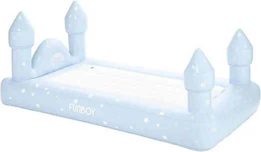 FUNBOY Kids Blue Castle Sleepover Travel Bed & Air Mattress. Perfect for Sleepovers. Includes Carrying Storage Bag, Twin