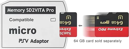 Skywin-SD2Vita PS Vita Memory Card Adapter Compatible with PS Vita 1000/2000 3.6 or PS Vita HENkaku System