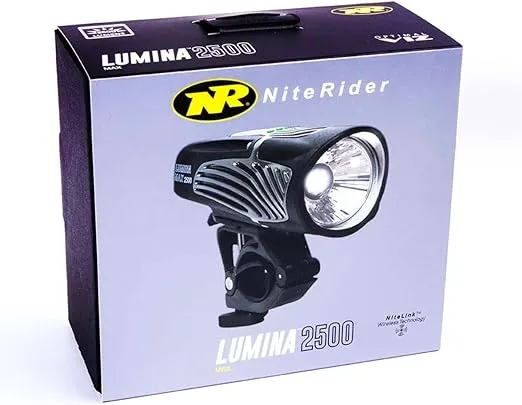 NiteRider Lumina Max 2500 Lumen Headlight Rechargeable MTB Road Commuter Bike Light Front LED Light Easy to Install Cycling Safety
