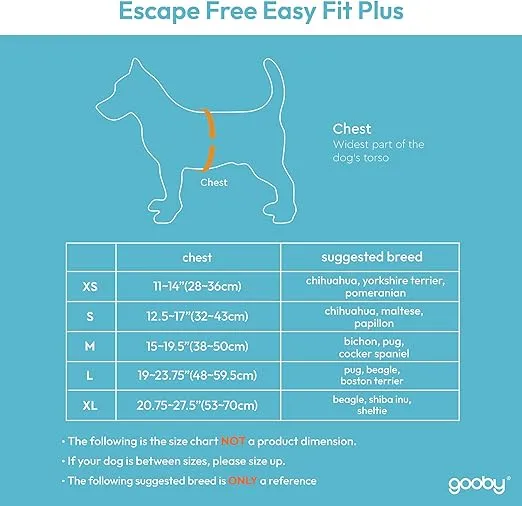 Gooby Escape Free Easy Fit Plus Harness - Seattle Blue, Medium - Safe and Escape Free Dog Harness for Small Dog and Medium Dog