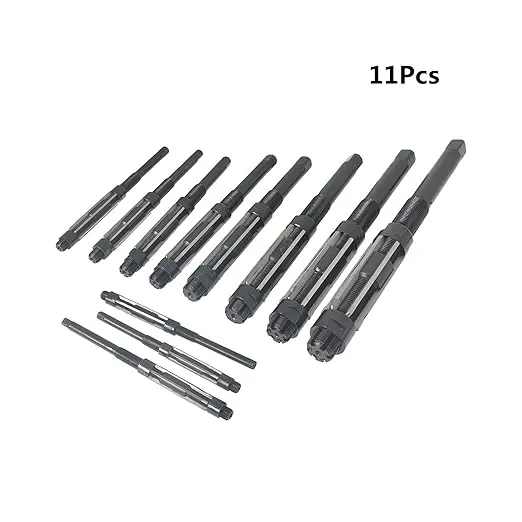 WFLNHB 11 Set High Speed Steel Adjustable Hand Reamers, H4-H14, 15/32" to 1-1/2", All 6 Blades Replacement for Drilling Machine and Other Machine