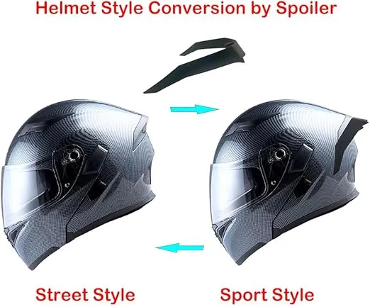 1Storm Motorcycle Modular Full Face Helmet Flip up Dual Visor Sun Shield: HB89 Carbon Fiber Black