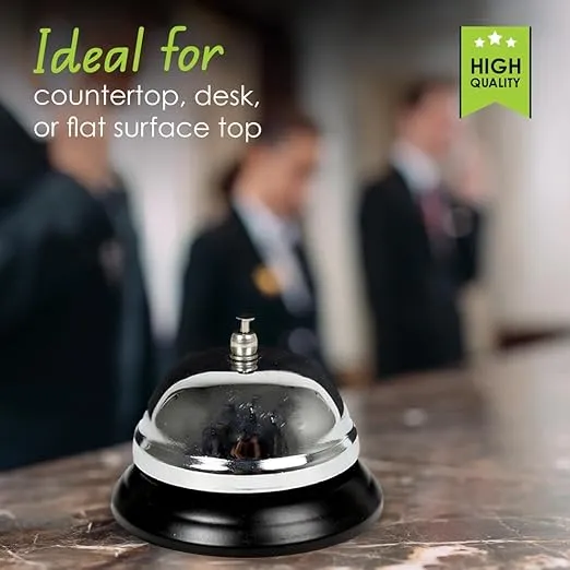DESK TECH Classic Chrome Desk Bell for Reception, School, or Restaurant, 3 inches, Chrome Silver (43265)