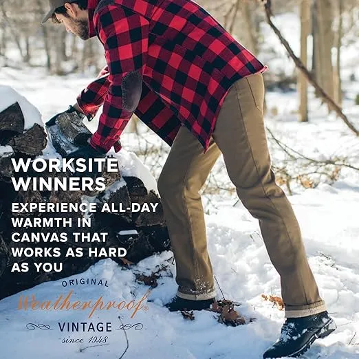 Weatherproof Vintage Fleece Lined Pants - Men's Regular Fit Fleeced Lined Canvas Pants for Mens
