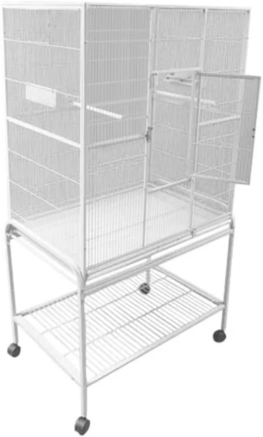 A&E Cage Co. 32-Inch by 21-Inch Flight Cage and Stand, Platinum