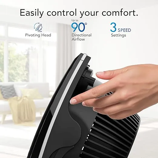 Vornado 573T Small Room Air Ciruclator Fan with Pivoting Head, Easy Clean Removable Grille, 3 Speed Settings, Black